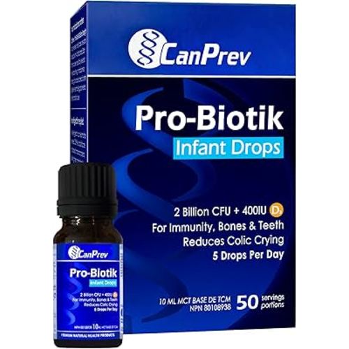 CanPrev Pro-Biotik Infant Drops 50-Day Supply - 2 Billion CFU with 400IU Vitamin D3, Probiotic Supplement for Babies & Kids to Support Digestive Wellness, Bone Strength, Healthy Teeth & Immune Health