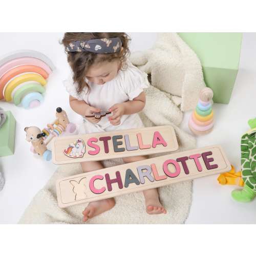 Personalized Name Puzzle | New Baby Gift | Wooden Toys | Baby Shower | Christmas Gifts for Kids | Wood Toddler | First Birthday Gift