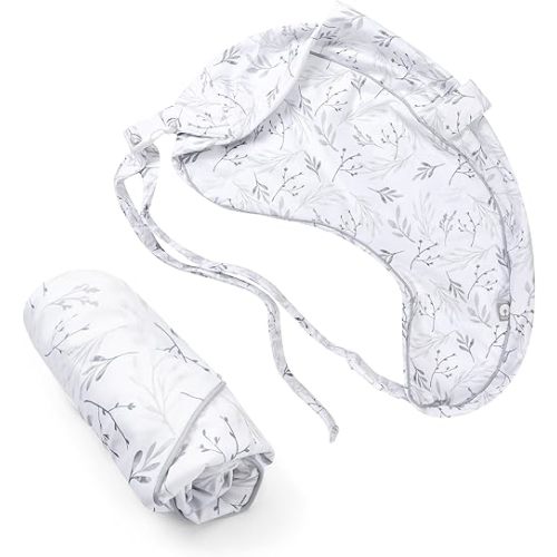 Boppy Uplift Nursing Pillow Cover, Gray Gentle Leaves, Single Cover, Easy-On Slipcover with Soft 100% Polyester Microfiber Fabric for The Uplift Nursing Pillow Designed to Help Reduce Spit-Ups