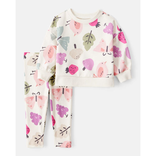 Baby Girl Butterfly Long-Sleeve Cotton Tee & Pant Set - Ivory - Carter's | Carter's