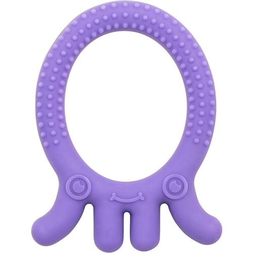 Dr. Brown's Flexees Friends Purple Octopus, Soft 100% Silicone Baby Teether, BPA Free, 3m+