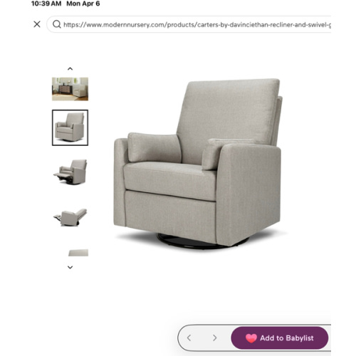 Carter's by DaVinci Ethan Recliner and Swivel Glider | Modern Nursery™ Grey Linen