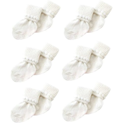 Newborn Baby Boy & Girl Socks by Nurses Choice - Includes 6 Pairs of Cotton Socks