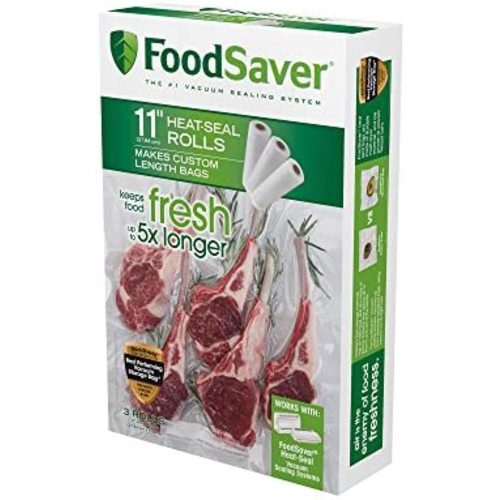 FoodSaver Vacuum Sealer Bags, Rolls for Custom Fit Airtight Food Storage and Sous Vide, 11" x 16' (Pack of 3)