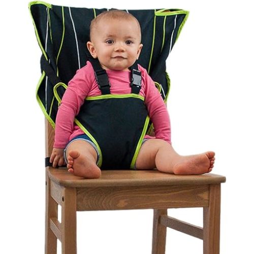 Cozy Cover Easy Seat – Portable Travel High Chair and Safety Seat for Infants and Toddlers (Black/Green)