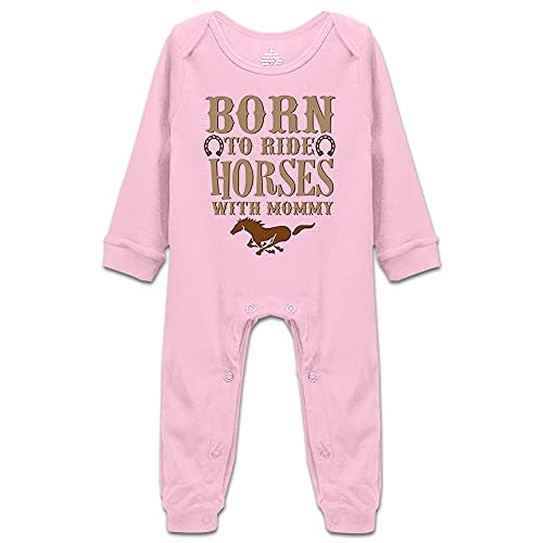 DOQOSESHY Born to Ride Horses with Mommy Baby Bodysuit Short/Long Sleeve Jumpsuit Rompers, 3 Months