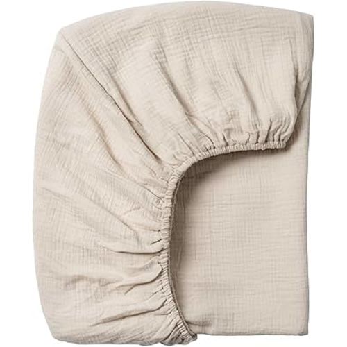 Meracorallo Muslin Crib Sheet, 100% Cotton Fitted Crib Sheet 28x52 Soft and Breathable Baby Boys Girls Cover for Standard Crib and Toddler Mattresses, Beige