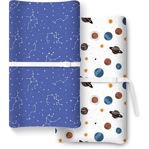 Extra Stretchy Changing Pad Cover, Ultra Soft Premium Jersey Knit Changing Pad Sheets, Unisex for Boys Girls, Fits All Standard Changing Tables/Dresser Tops - 2 Pack