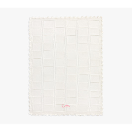 Patchwork Organic Cotton Knit Baby Blanket-white