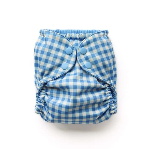 Esembly Cloth Diaper Cover, Gingham, Size 1 (7-17 lbs) | Reusable, Waterproof, Breathable and Adjustable Outer Layer Over Absorbent Inner, Blowout Protection and Reusbale Swim Diaper