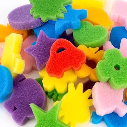 30PCS Sponge Painting Shapes - Assorted Pattern Early Learning Sponge,Colorful DIY Painting Animal Number Shapes,Random Colors for Graffiti Paint,Kids Craft Supplies