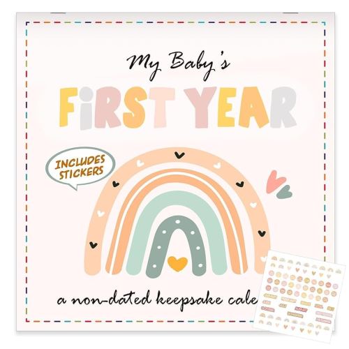 Boho Rainbow Baby's First Year Calendar with Stickers Boho 1st Year Tracker First Year Book Baby First Year Milestones Newborn Baby Memory Calendar Keepsake for Baby Girl or Boy
