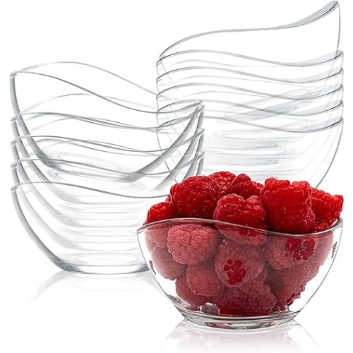 Vikko Dessert Bowls - Set of 12 Small Glass Ice Cream Bowls, 7 Ounce, Microwave and Dishwasher Safe