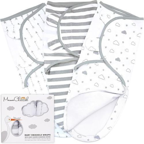 Mama Cheetah Baby Swaddle Blanket with Zipper, Newborn Swaddle Sack, Baby Swaddles Sleep Sack 0-3 Months, Baby Swaddle Wrap for Baby Boy & Baby Girl, 3-Pack