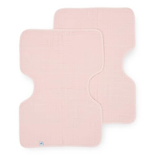 Little Unicorn Ultra-Absorbent Premium Burp Cloth 2 Pack | Soft on Baby's Skin | Larger Size | Ergonomic Design | Set of 2 (Light Pink)