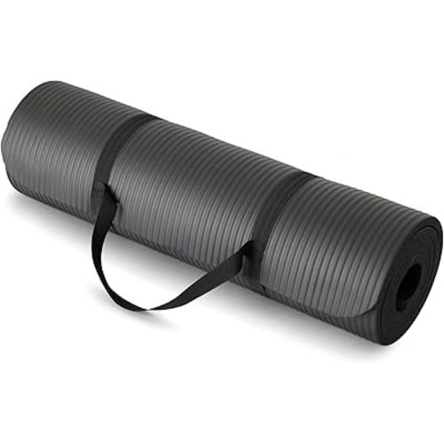 Amazon Basics 1/2 Inch Extra Thick Exercise Yoga Mat with Carrying Strap, Cushioned Support, for Fitness and Gym Workouts