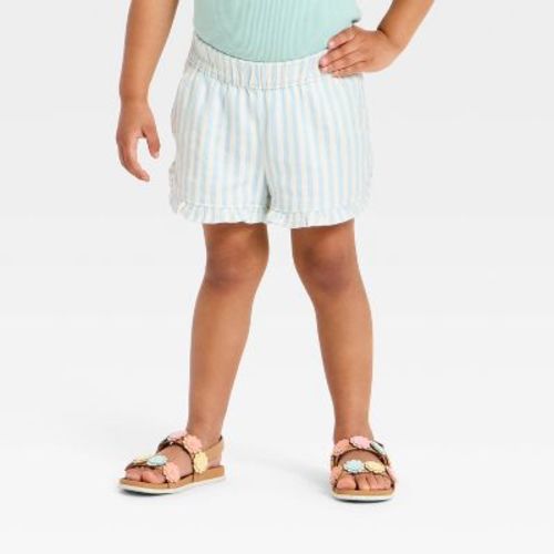 Toddler Girls' Striped Twill Shorts - Cat & Jack™ Blue 12M