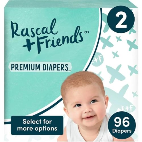 Rascal & Friends 93336 Premium Diapers, Size 2, 96
