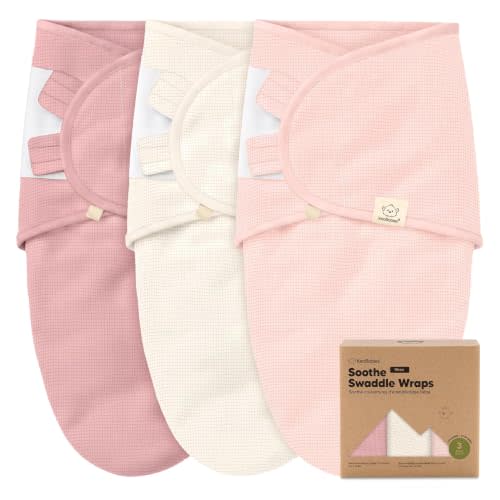 3-Pack Organic Swaddles for Newborns, Baby Swaddles 0-3 Months (Roseate) | Newborn Swaddle Sleep Sacks, Soft Cotton, Infant, Baby Swaddle Wraps, Girls, Boys, Large Hook & Loop Closure