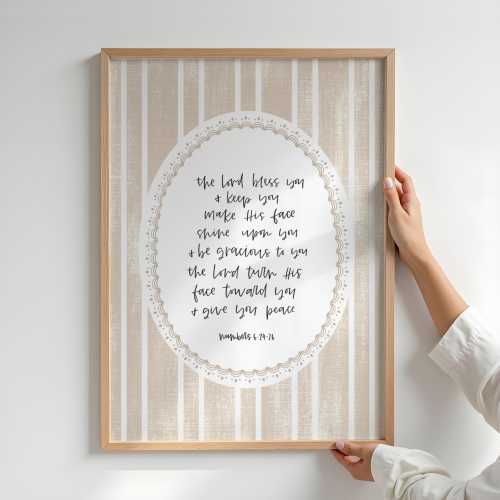 Christian Nursery Wall Art, Bible Scripture Canvas Tapestry Art Print, Vintage Blessing Kids Room Decor