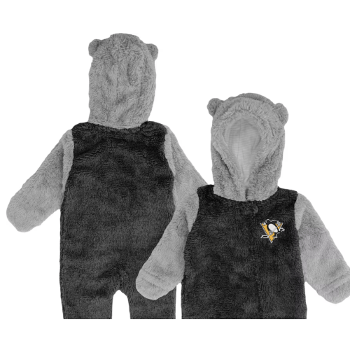 Pittsburgh Penguins Newborn & Infant Game Nap Teddy Fleece Bunting Full-Zip Sleeper - Black