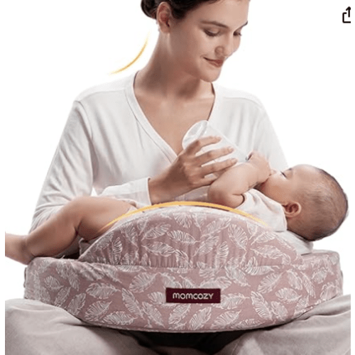 Momcozy CozyPro Nursing Pillow - All Around Lumbar & Arm Support - Safety Fence, Firm & Springy Memory Foam-Stable, Ergonomic Support, Easier Breastfeeding, Wider Cushion, Adjustable, Removable Cover