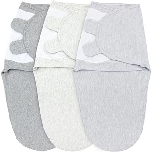 Bublo Baby Swaddles for Newborns – 3-Pack Infant Swaddles 0-3 Months – Adjustable Swaddle Sleep Sack – Soft Organic Cotton Baby Wrap for Safe & Cozy Sleep (Melange Grey)