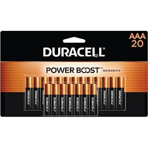 Duracell Coppertop AAA Batteries with Power Boost Ingredients, 20 Count Pack Triple A Battery with Long-lasting Power, Alkaline AAA Battery for Household and Office Devices