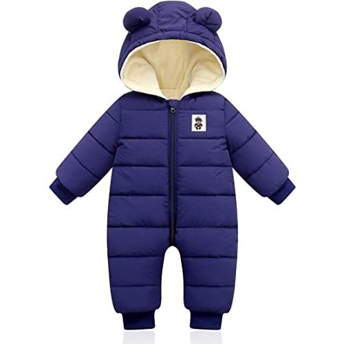 XMWEALTHY Baby Clothes Cute Infant Toddler Snowsuit Warm Newborn Boy Girl Winter Coats Hooded Zip Jumpsuit