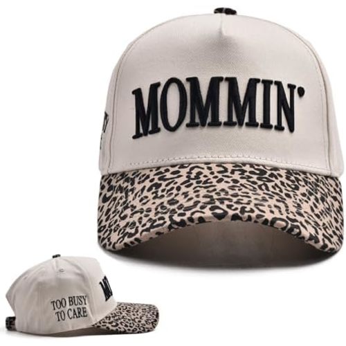 Mommin Trucker Hat for Women and Men, Embroidered Mom Baseball Cap, Adjustable Canvas Snapback
