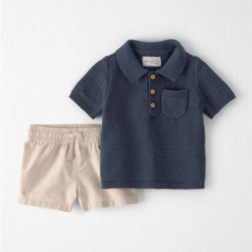 Baby Boy 2-Piece Organic Cotton Sweater Knit Top & Short Set - Little Planet | Carter's