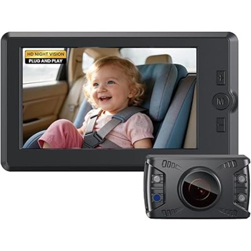 Grownsy Baby Car Camera with Night Vision, 4.3" Anti-Glare Display