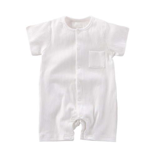Summer Savings Clearance 2025! Loopsun Baby Romper, Children's Solid Breathable Cotton Jumpsuit Summer Clothes Boys Girls Baby Round Neck Short Sleeve Rompers White 3-6 Months