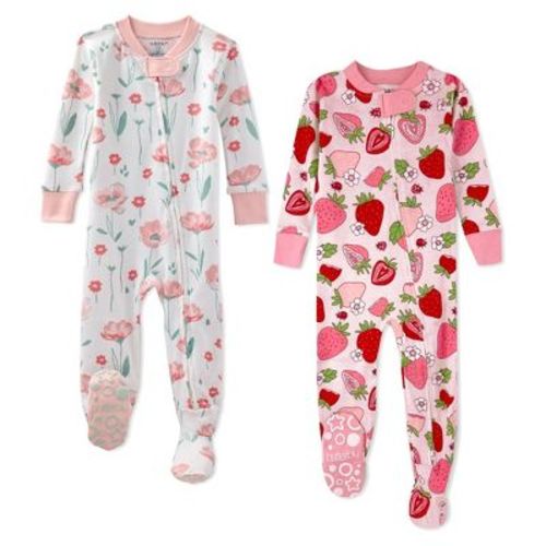 Butterblu CRUZ Snug Fit Footed Baby Pajamas, 2-Pack Floral Fields & Berry Best 18M