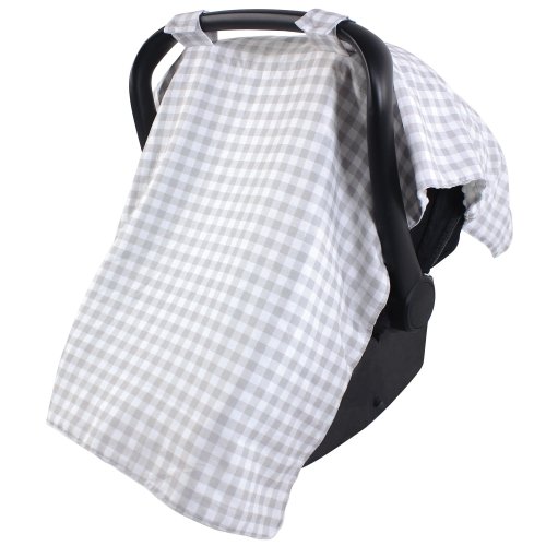 Hudson Baby Infant Unisex Reversible Car Seat and Stroller Canopy, Gray Gingham, One Size - Gray Gingham