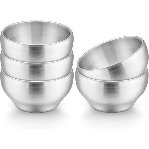 LIANYU 12 Ounce Stainless Steel Bowls Set of 5, Children Kids Toddlers Bowls Set for Soup, Cereal, Rice, Snack, Salad, Healthy & Dishwasher Safe