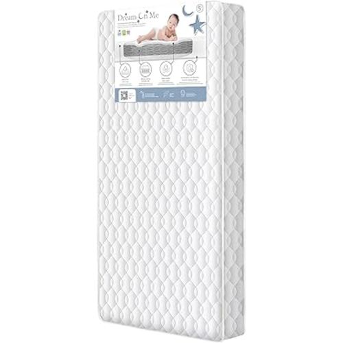 Dream On Me Twilight 5” Crib & Toddler Bed Mattress, Grey, 88 Coil Inner Spring Support, Waterproof & Stain-Resistant Removable Vinyl Cover, Greenguard Gold & JPMA Certified, Made in USA
