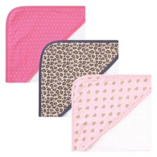 Hudson Baby Infant Girl Cotton Rich Hooded Towels, Leopard, One Size - Leopard - One Size
