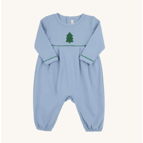 Long Sleeve Bradford Romper - Barrington Blue with Kiawah Kelly Green