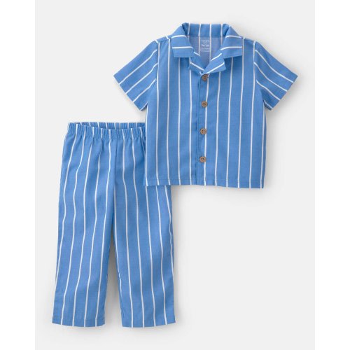 Toddler Boy Striped Loose Fit 2-Piece Pajama Set - Blue | Carter's