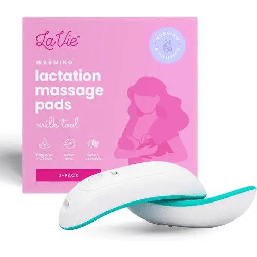 LaVie Lactation Massager with Warming for Breastfeeding with Heat and Vibration for Clogged Ducts, Improved Milk Flow, and Engorged Breast Relief | Breast Warmers for Pumping 2 Pack