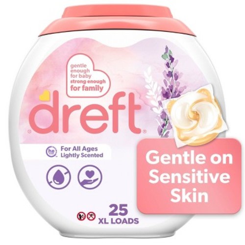 Dreft Lightly Scented HE Compatible Laundry Detergent Soap Pacs - 25ct