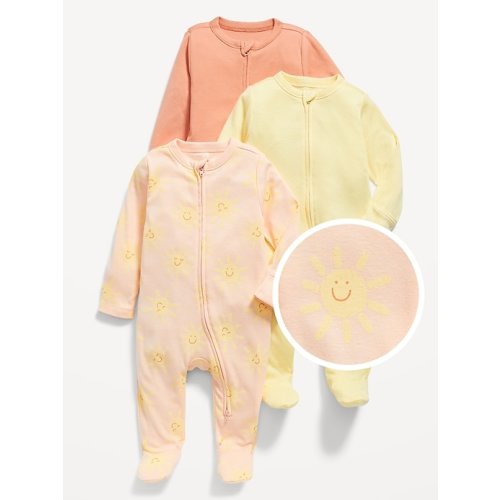Unisex 2-Way-Zip Sleep &amp; Play Footed One-Piece 3-Pack for Baby