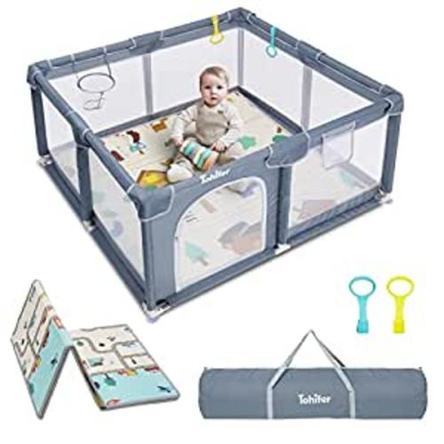 Amazon.com : Baby Playpen with Mat, Large Baby Playard for Toddler, BPA-Free, Non-Toxic, Safe No Gaps Play Yard for Babies, Indoor & Outdoor Kids Activity Center 47"x47"x26.5" with 0.4" Foldable Playmat : Baby