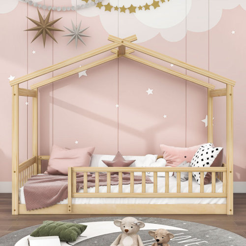 Harper Orchard Hayti Wooden Platform Bed with Fence and Slats | Wayfair