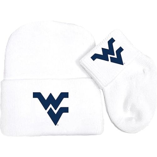 West Virginia Mountaineers Newborn Baby Knit Cap and Socks Set