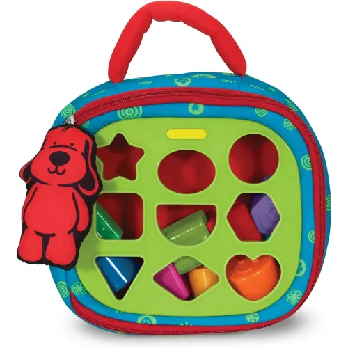 Melissa & Doug K's Kids Take-Along Shape Sorter Baby Toy with 2-Sided Activity Bag and 9 Textured Shape Blocks Sensory Toys, Travel Shape Sorter Toys for Toddlers and Infants