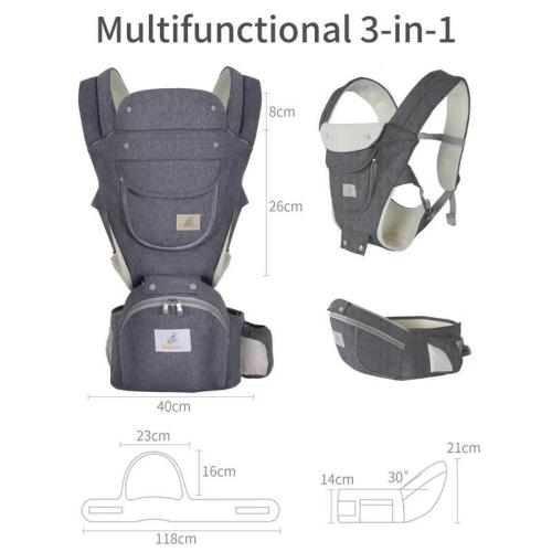 Baby Hip Seat Carrier - Ergonomic Infant Waist Stool with Hip Seat, Grey Polyester Kangaroo Bag for 3-36 Months - Front & Back Holder, Comfortable & Adjustable Design - TikTok Shop