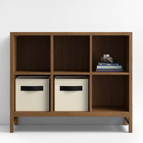 Beau 40" Barley Brown Wood 6-Cube Kids Bookcase