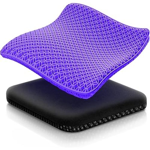 Seat Cushion, Thickened Big Gel Seat Cushion, Strong Support, Sciatica & Back Pain Relief, Breathable Cool Suitable as Office Chair Cushion, Car Seat Cushion, Wheelchair Cushions, 2 Non-Slip Covers